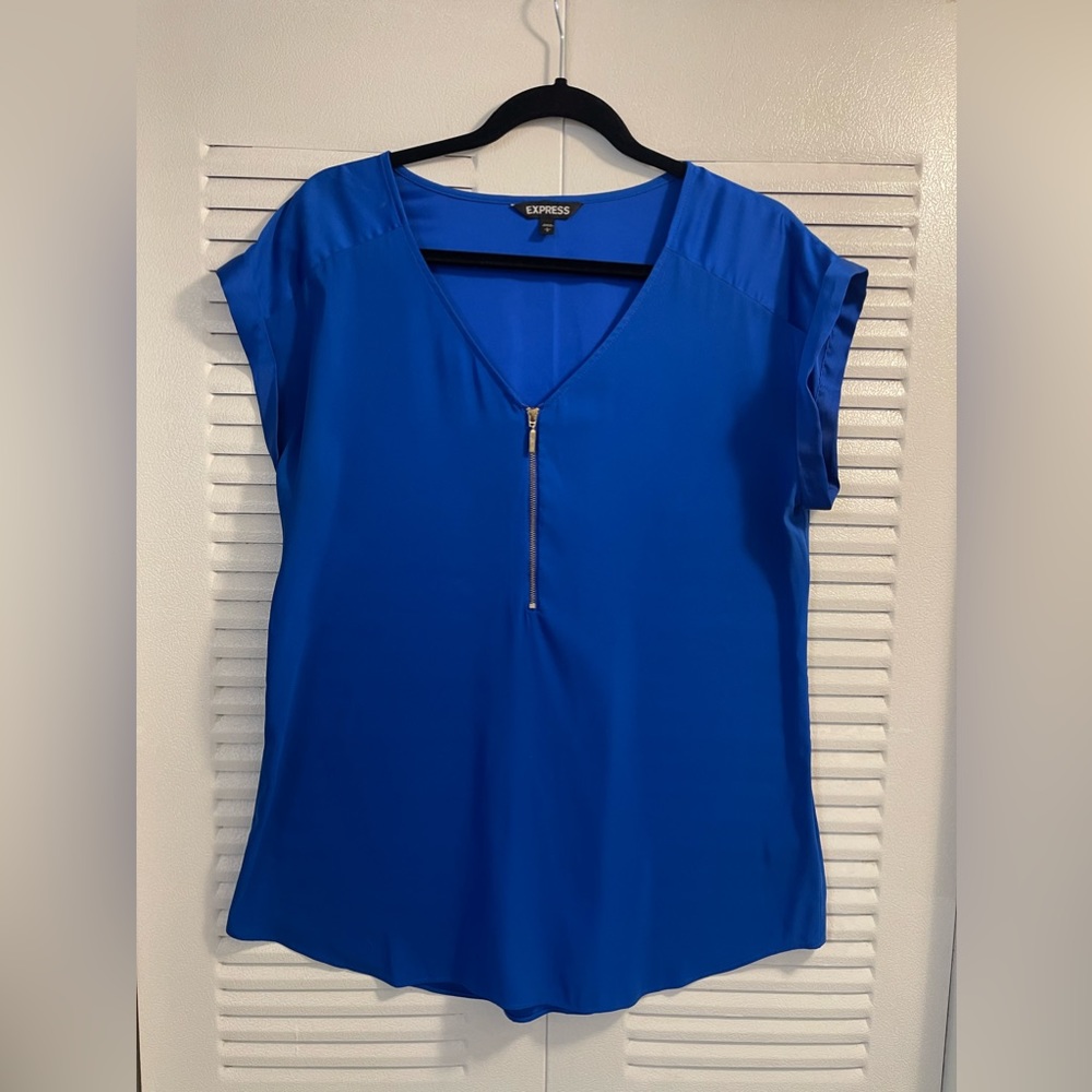 Express Zipper Short Sleeve Shirt - Royal Blue (L)